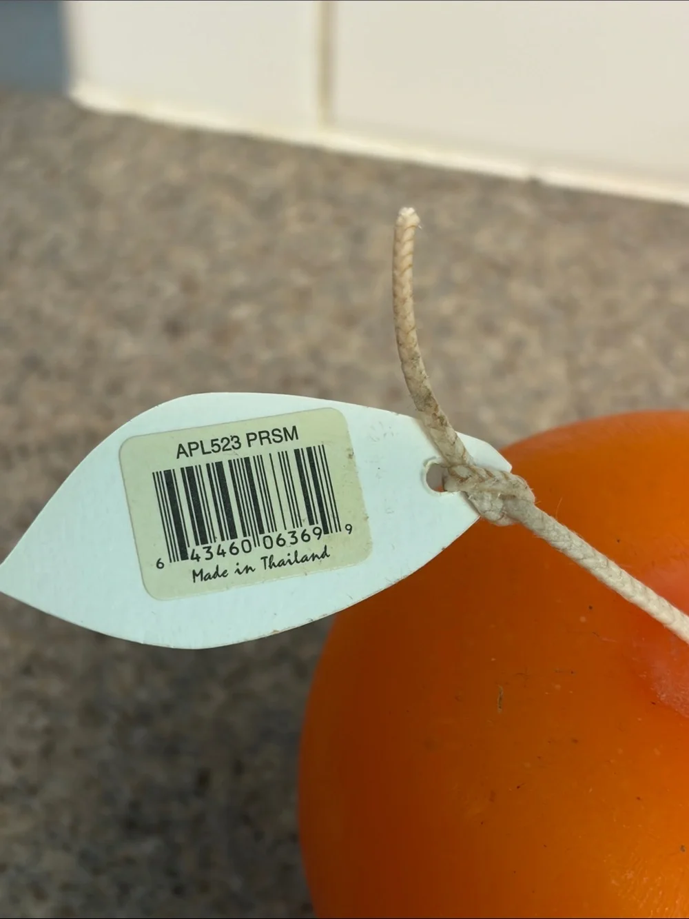 APL Orange Decorative Apple Accent with Yellow Tag